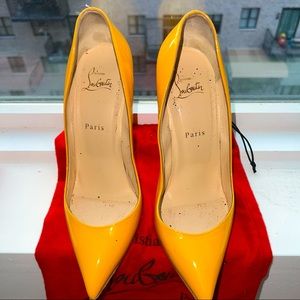 AUTHENTIC Christian Louboutin Pigalle Follies 100 Yellow Stiletto w/ Dust Bag